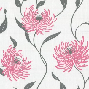 grey and pink floral wallpaper